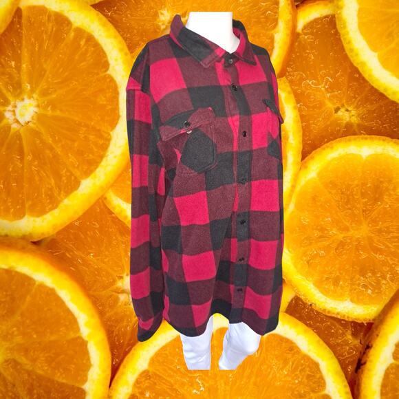 O'Neill Red and Black Plaid FLeece Button Up Shirt Size XL - Picture 1 of 9